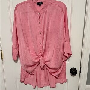 CGO Women's Elegant Pink Tie-Front Blouse